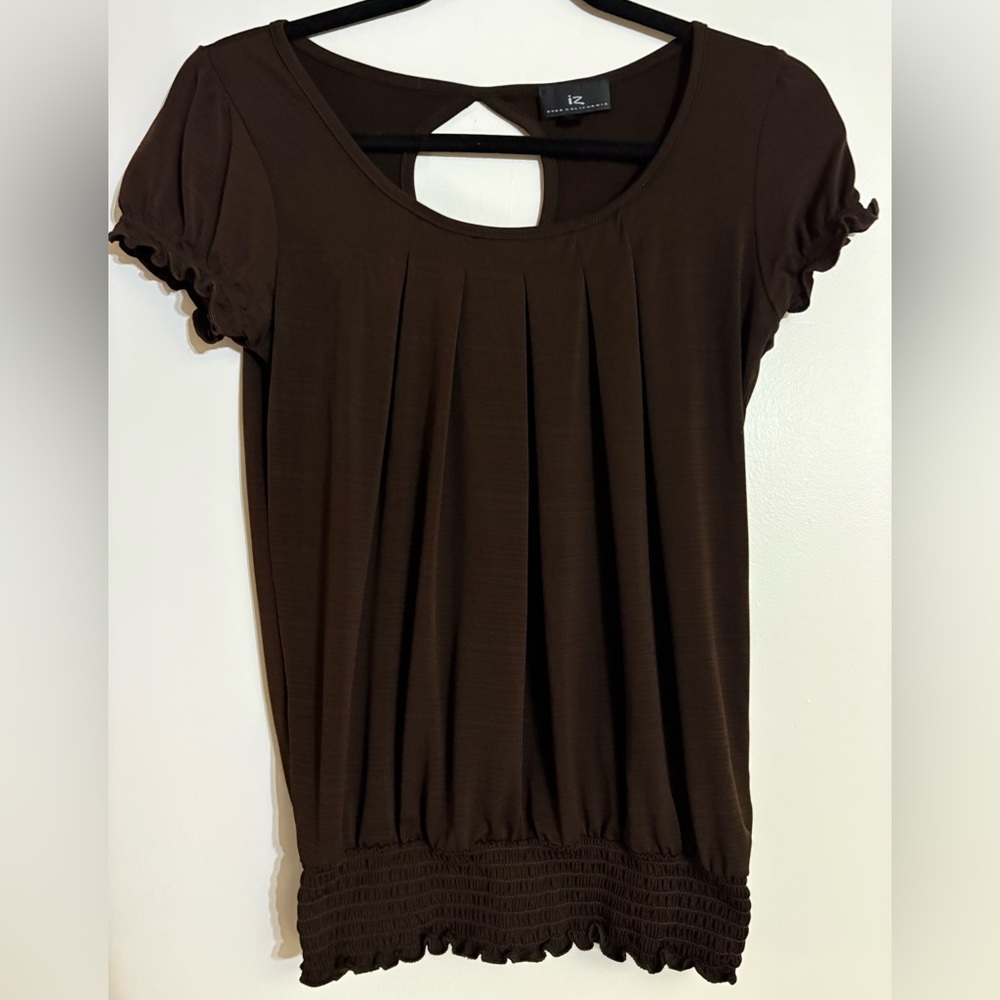 Byer California Chocolate Brown Pleated Blouse
